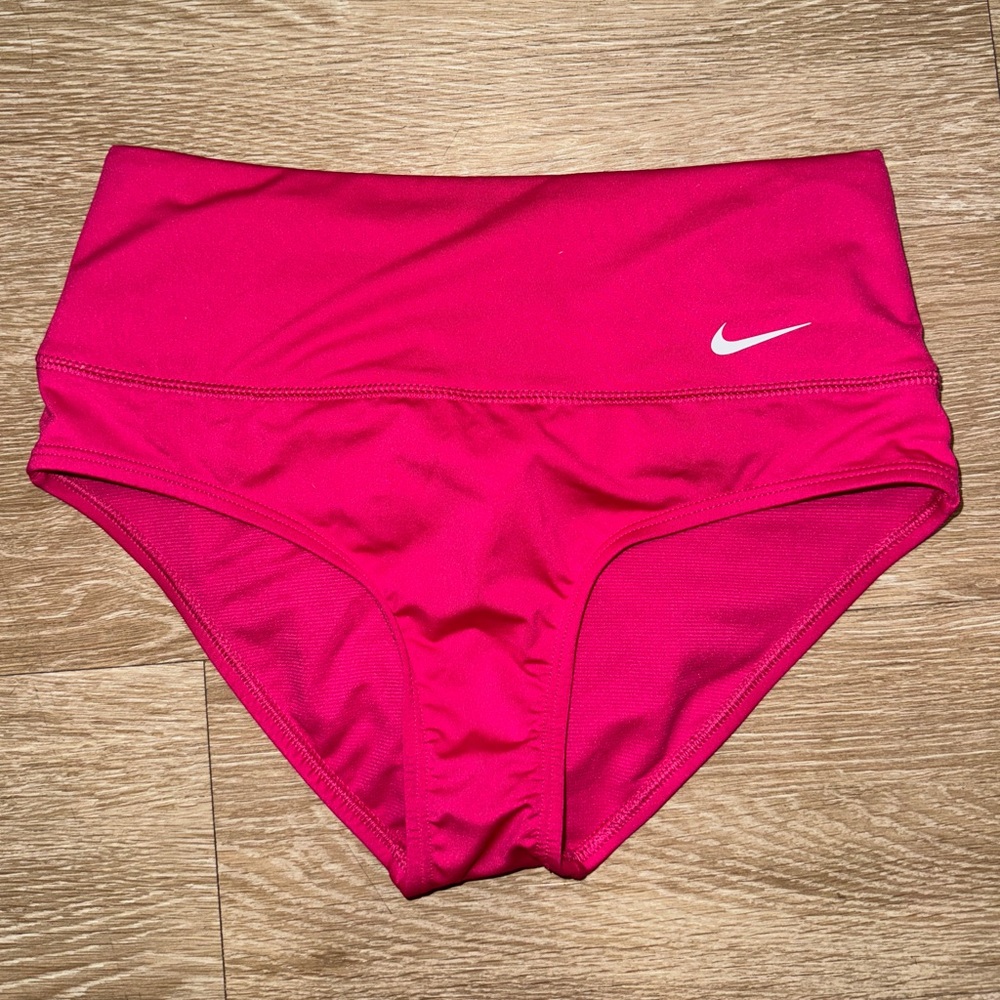 Nike Women's Essential High Waisted Pink Swimsuit Bottoms With Zipper Pocket